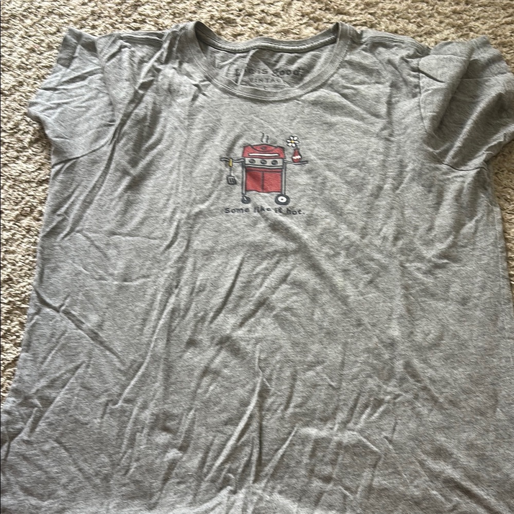Life Is Good Gray T-Shirt with Red Graphic
